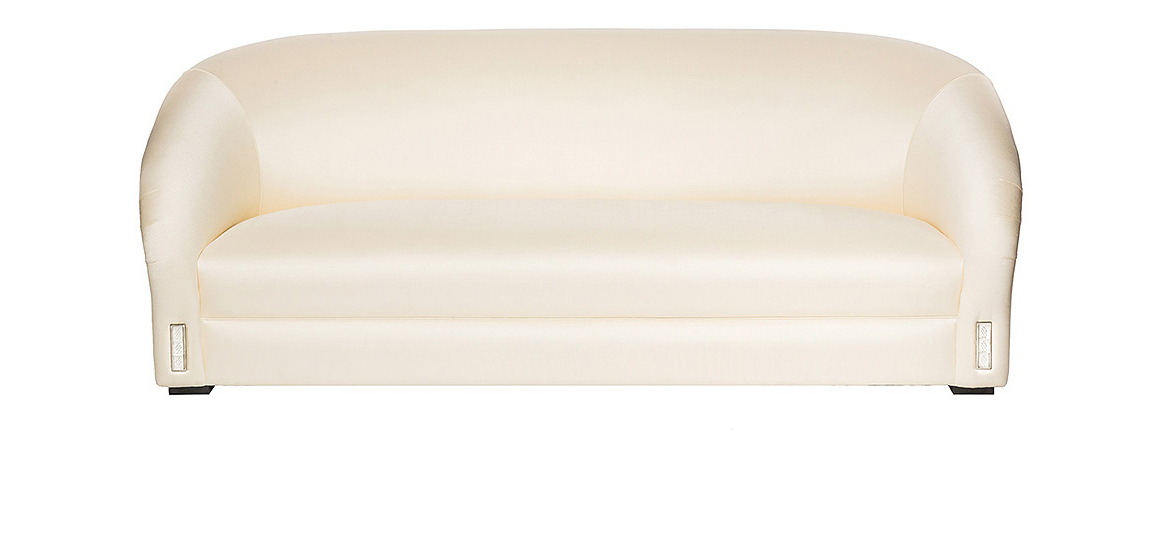 Raisins classic sofa in numbered edition, clear crystal and ivory silk, large size - Lalique